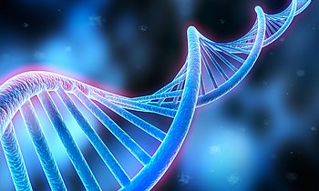 DNA Sequenz 3D Illustration einer DNA-Sequenz in blau